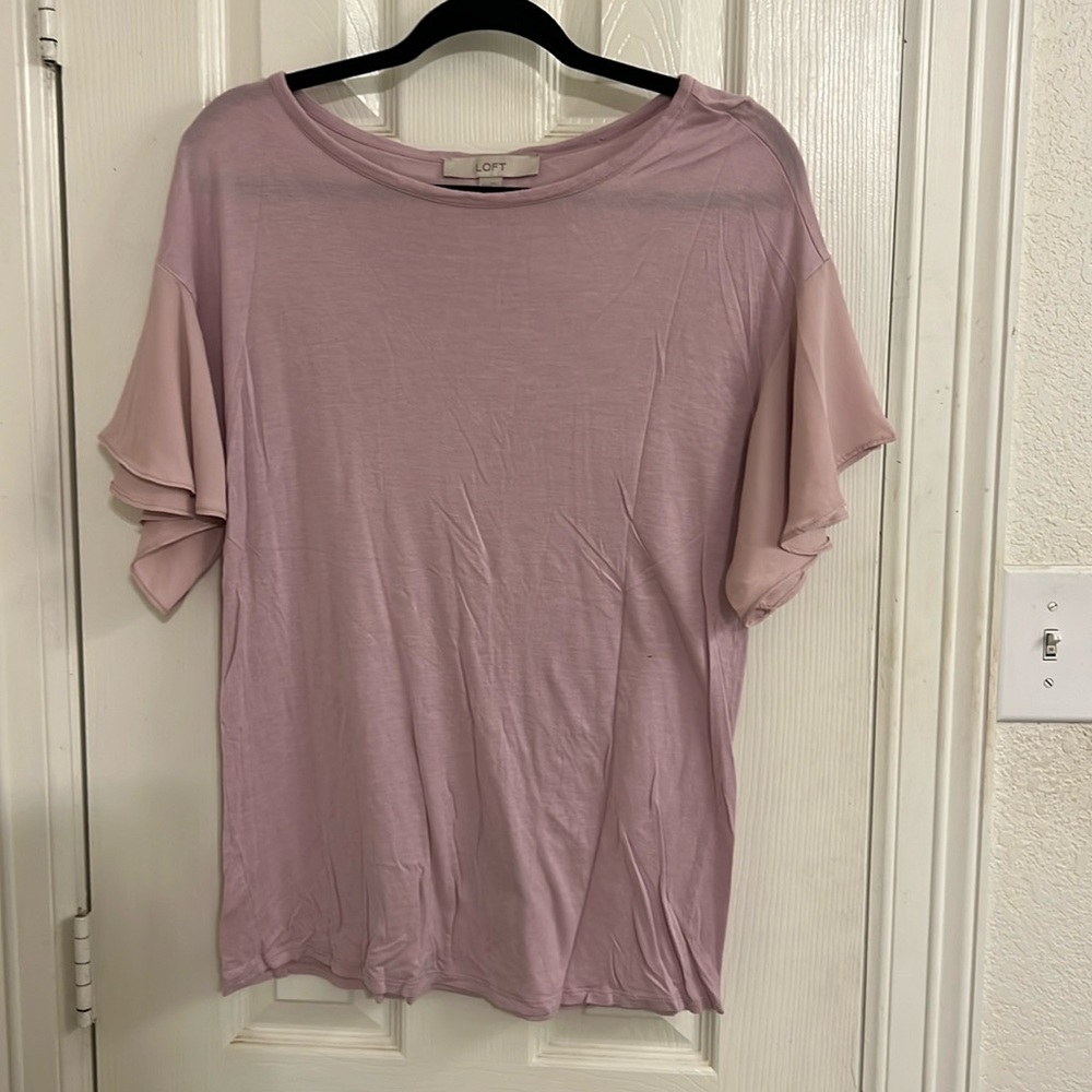 Pink Loft Blouse with Flutter Sleeves